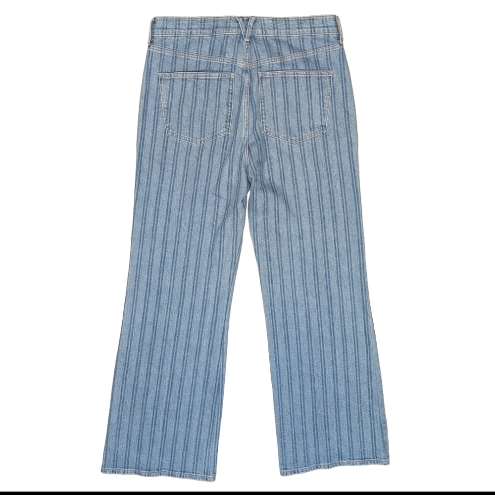 Veronica Beard Crosbie Wide Leg Striped Loafer High Rise Jean, Size 32 - Picture 8 of 11